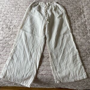 Muji Cream Wide-Leg Drawstring Trousers